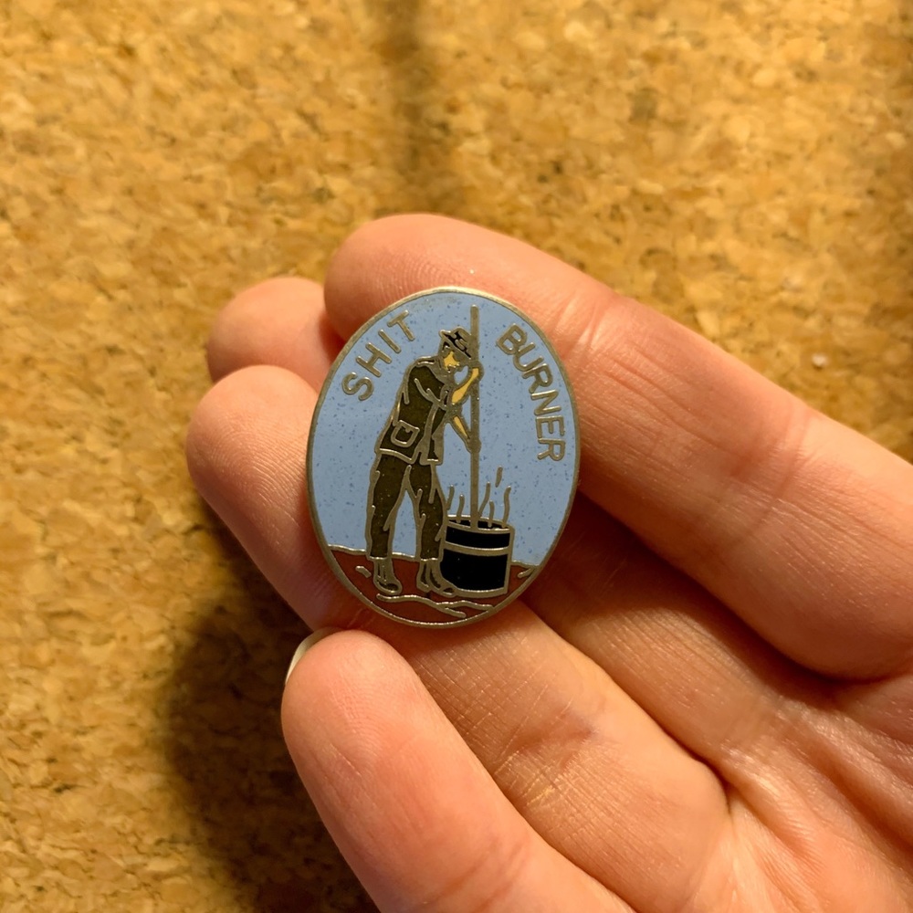 Vintage enamel pin- Shit Burner